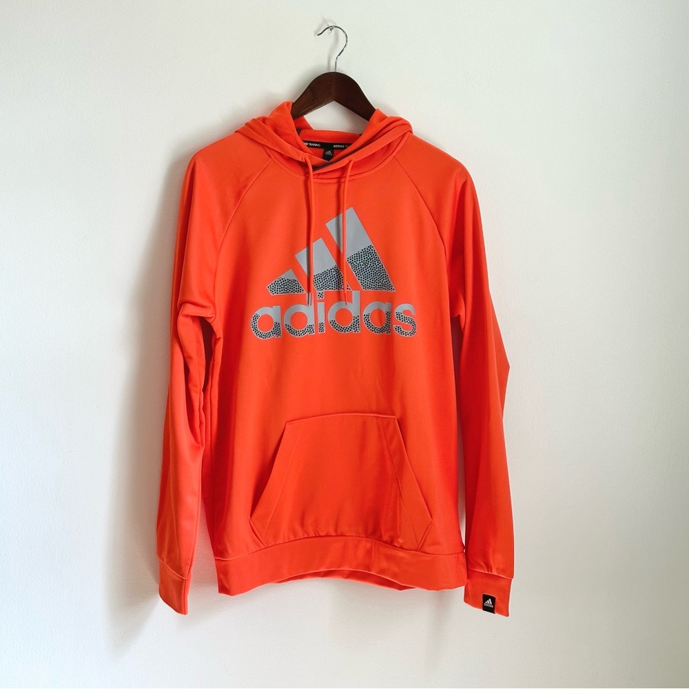 NWT adidas Men's Game and Go Pullover Logo Hoodie Medium Orange